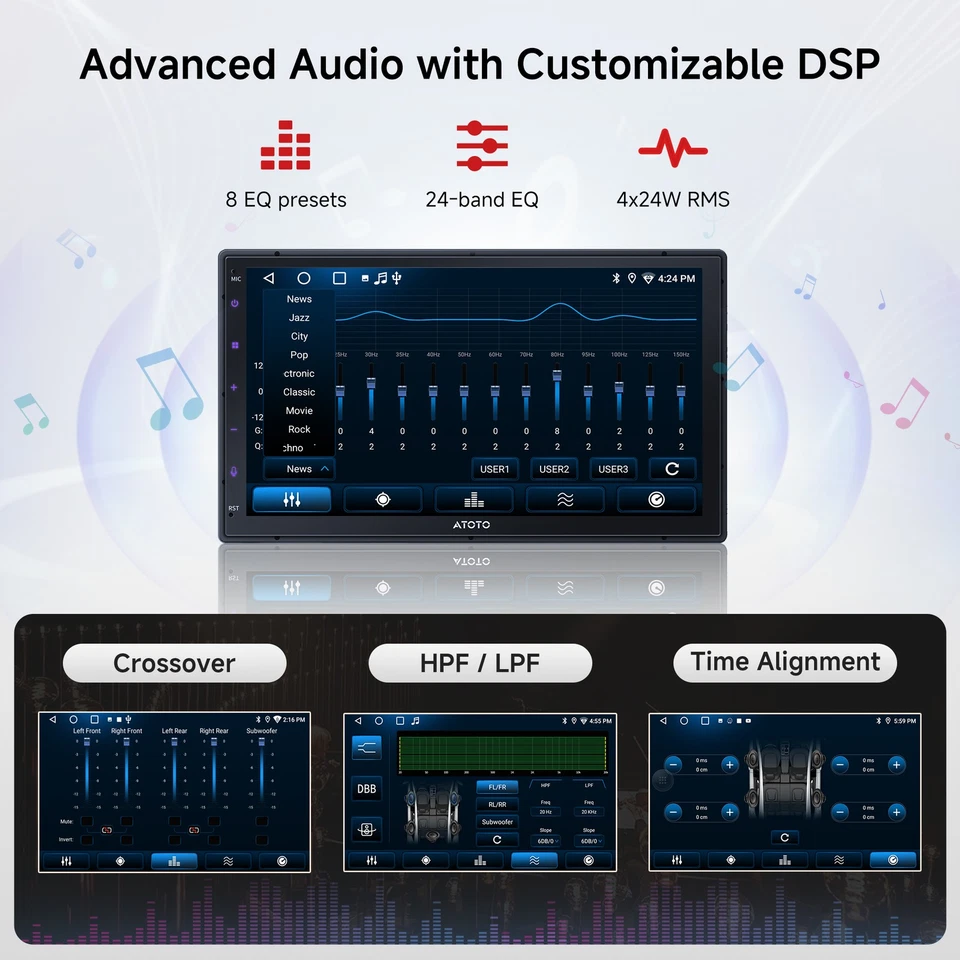 ATOTO 7" Double 2DIN AI Android Autoradio Wireless CarPlay Android Auto GPS RDS - Immagine 4 di 4