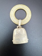 Vtg 1940  s Wallace Sterling Silver Bell Baby Rattle with Celluloid Teething Ring