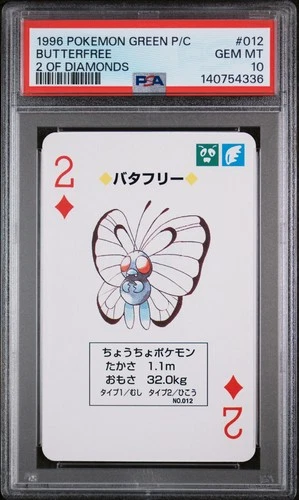 1996 POKEMON GREEN VERSION PLAYING CARDS 2 OF DIAMONDS #012 BUTTERFREE PSA 10