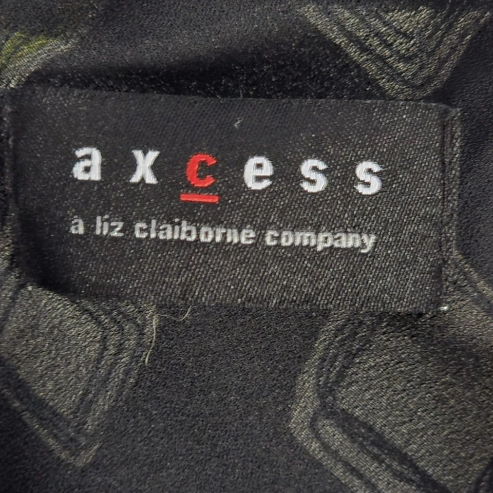 Falda Vintage Axcess Liz Claiborne Negra Y Verde Lima💚 Estampado Geométrico Talla 8 Foto 4 de 4