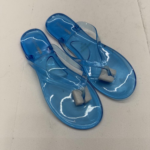 Fashion Nova Sandals Womens Size 10 Blue Glazed Jelly Flip Flops Beach Pool