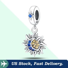 KUNSIR Sterling Silver Star & Moon Charm For Bracelet or Necklace Pendant Charm