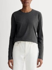 Everlane The Slim Long Sleeve Crew in Essential Cotton Heathered Soot Size M NWT