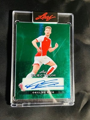 Declan Rice Arsenal 2024 Leaf Electrum Green Auto 1/5 Soccer Card New
