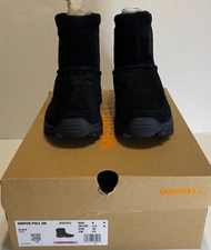 NEW Merrell Winter Pull On Boots Ladies Women's Black Suede Leather size 6 M