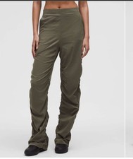 Lululemon Dance Studio Slim Fit High Rise Flared Army Green Women Sz Med Pants