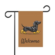 Dachshund in Yellow Boots Garden Banner Welcome House Flag