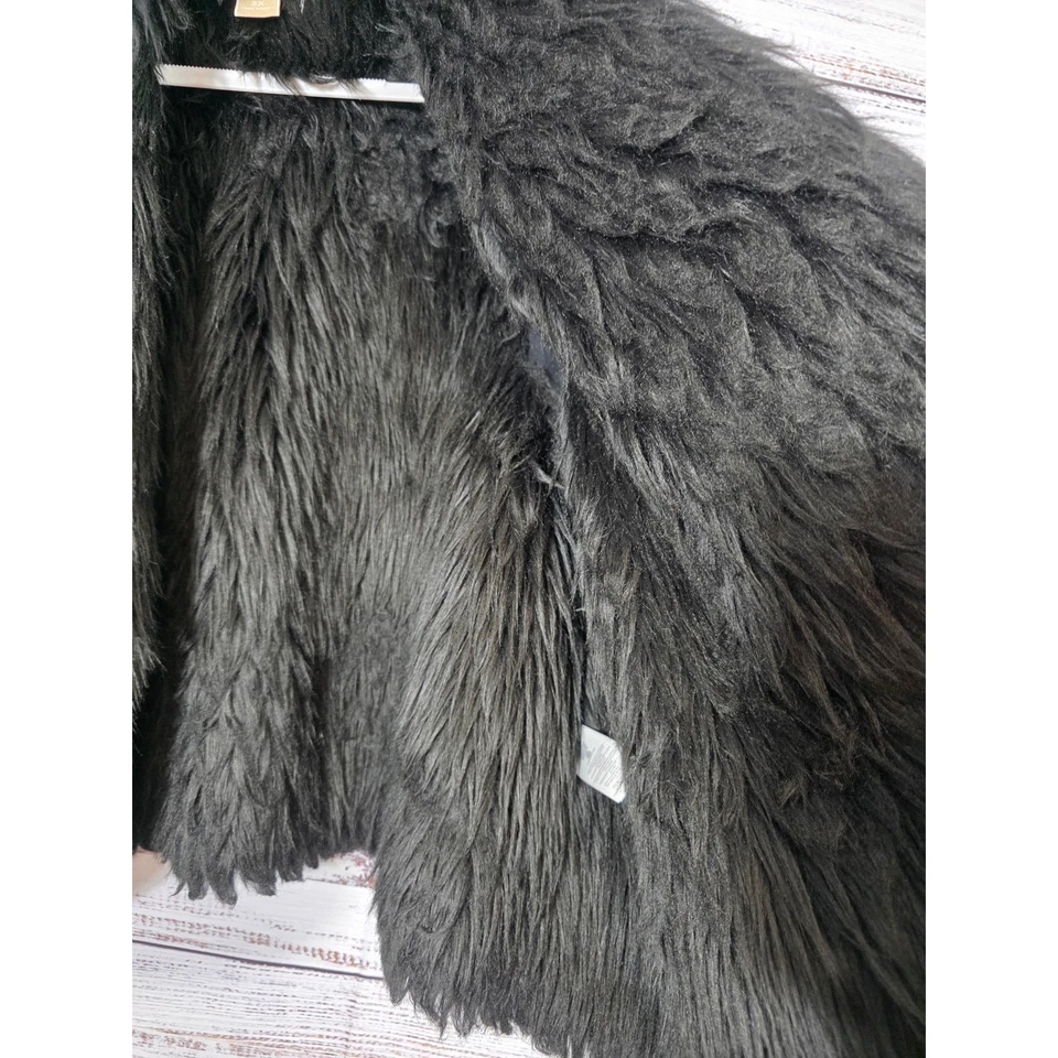 Michael Kors Women's Faux Suede Fur Vest Black Sleeveless Open Front Waterfall - Image 3 of 4