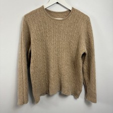 ST MICHAEL Jumper Womens Size UK 18 Beige Wool Angora Cable Knit Vintage M&S