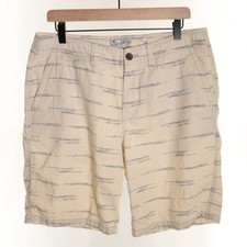 Lucky Brand Shorts Mens 34 Cream Linen Cargo Drawstring Casual Lounge Costal 9”