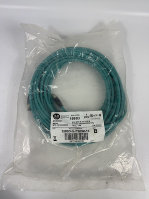 NEW Allen Bradley 1585D-M4TBDM-15, Series B Ethernet Cable Media M12 Patchcord