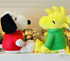 Peanuts Plush Bundle Snoopy Woodstock with Puffer Jackets 8" Set of 2 Ruz NWT