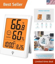 Compact Temperature  Humidity Monitor with Comfort Indicator - Versatile Design