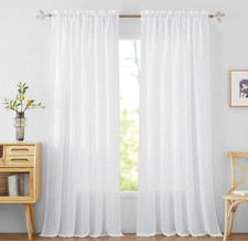 RYB HOME White Semi Sheer Curtains 84 inches Long - 54" Wide