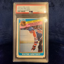 1984 O-PEE-CHEE OPC HOCKEY #382 WAYNE GRETZKY OILERS ASSIST LEADERS PSA EX-MT 6