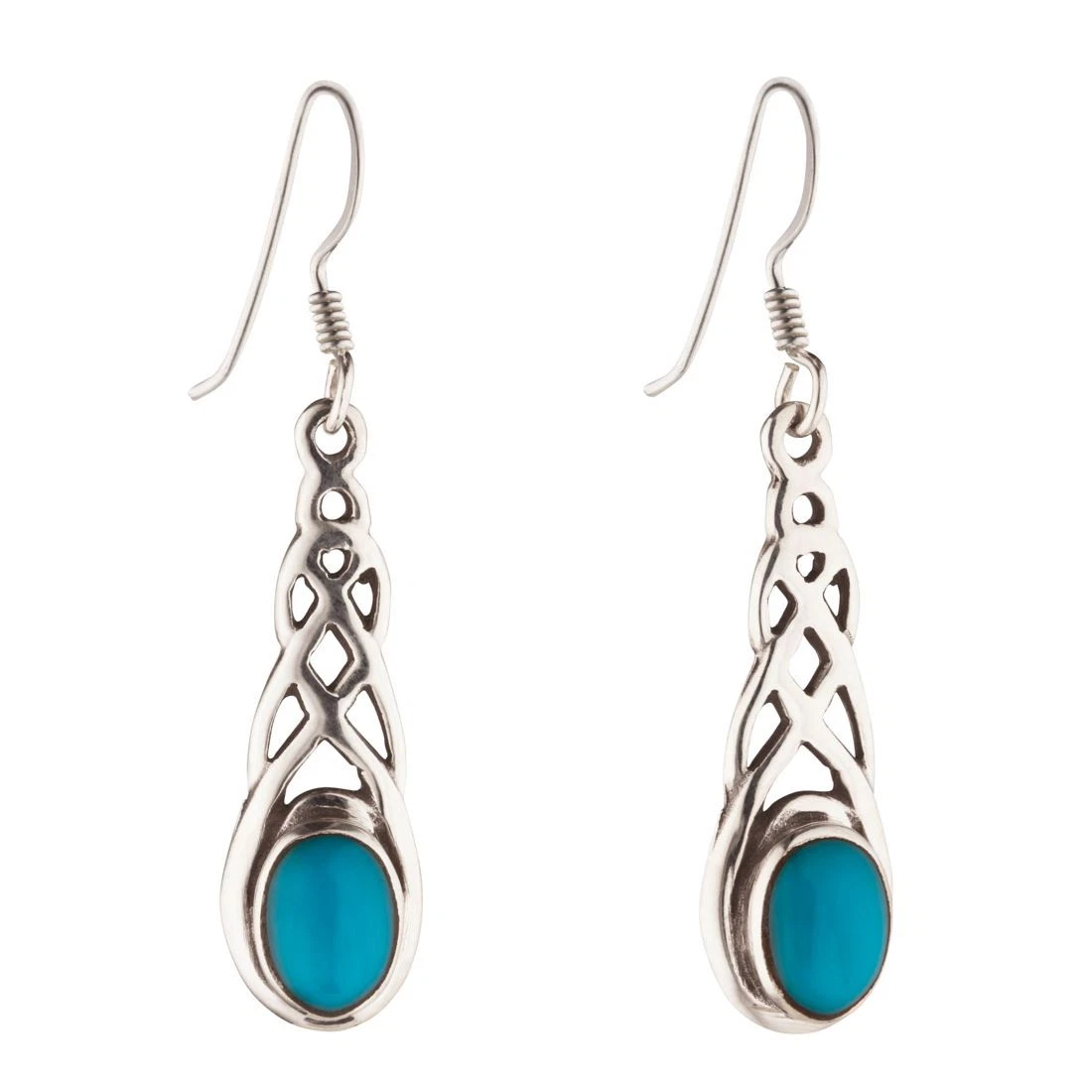 Orecchini Pendenti Artigianali In Argento E Turchese Naturale Blu – Forma Barocca 10-14 Mm