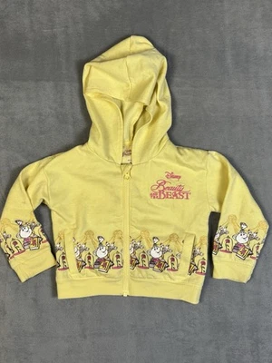Disney Princess Beauty and the Beast Girls Yellow Zip Up Hoodie Sweatshirt 3T - Image 1 of 4