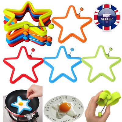13,5 cm sternförmiger befestigter Griff Silikon Eierformen, Pfannkuchen Pochieren, Backring