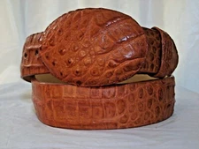 HANDMADE LOS ALTOS GENUINE AUTHENTIC COGNAC CROCODILE WESTERN COWBOY BELT 