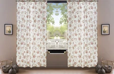DaDa Bedding Set of 2-Pieces Dainty Floral Roses Cottage Sheer Window Curtains