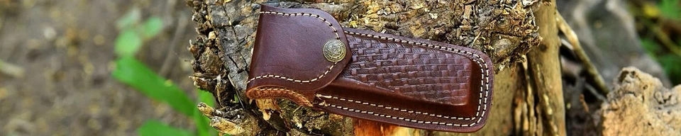 5" Dark Brown Leather Sheath for Buck 110 Pocket Folding Knife Pouch Cover - Image 3 of 4