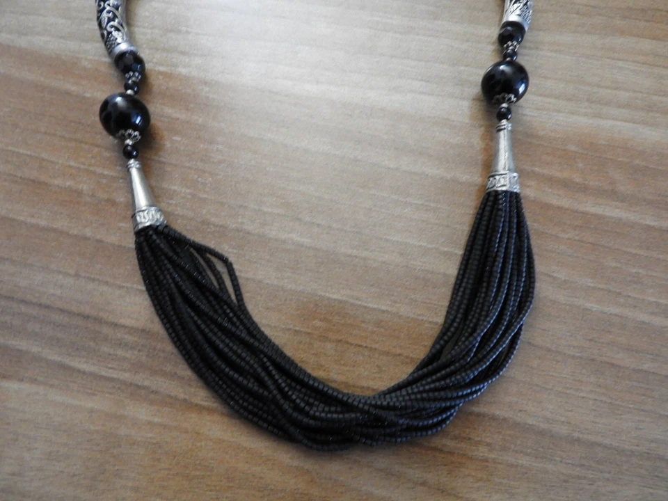 Collar Plata y Onix - Artesanía de la India - Imagen 2 de 4