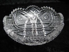 Vintage American Brilliant NUCUT Crystal  Candy Nuts Bowl Dish 6.5" round