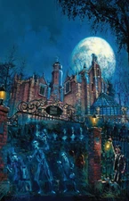 Disneyland Haunted Mansion Hitchhiking Ghosts Grave Digger Exterior Night Poster