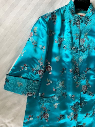 Vintage Satin Chinese Cheongsam Coat, Dress, Dressing Gown, House Coat UK10-12 - Picture 4 of 20