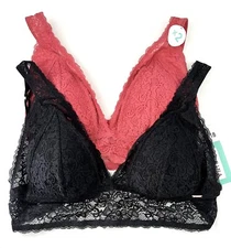 Dorina Women's Lana Light Padded 2 Piece Bralette Set  Coral And Black Sz 2XL