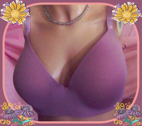 38DD Purple Mauve Taupe LOGO Straps Victorias Secret Lightly Lined WIRELESS Bra  - Picture 1 of 12