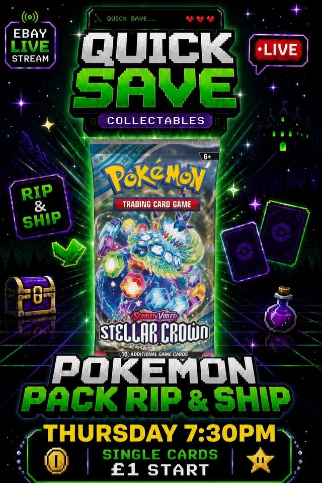 STELLAR CROWN, DESTINED, MEGA, EMERELDA | £1 Pokémon Singles Start! + More!