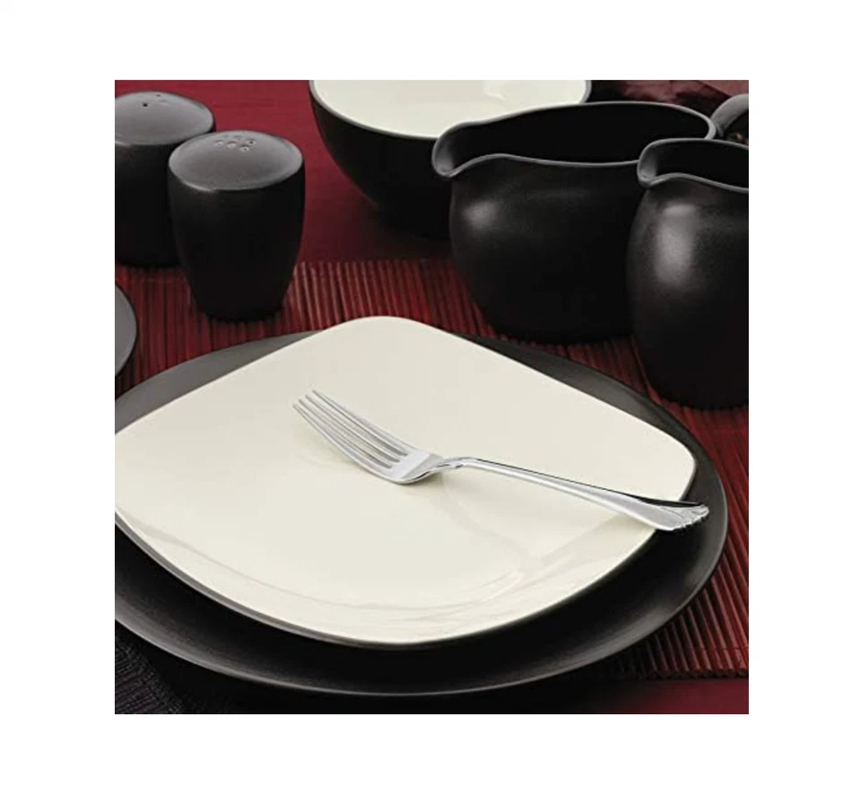 NORITAKE COLORWAVE BLACK GRAPHITE SQUARE SALAD PLATE 8" STONEWARE 4 PCS SET NEW - Image 3 of 4
