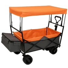 480Lbs Collapsible Wagon with Canopy,Wagon Stroller with 7" All-Terrain Wheels