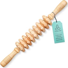 Curved Wooden Massage Roller Stick - Fascia Release & Cellulite Reduction Tool