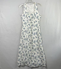 Blu Pepper Maxi Dress Medium Shift Button Up Floral Sleeveless Feminine Cottage
