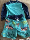 Toddler Boy’s Swim Set Shirt/ Trunks 2T Carter’s Dinosaur Theme Barely Used — photo 2