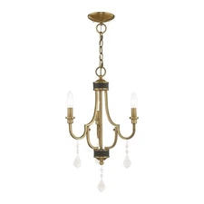 Lighting 41273-01 Glendale - Three Light Mini Chandelier, Antique Brass Finish