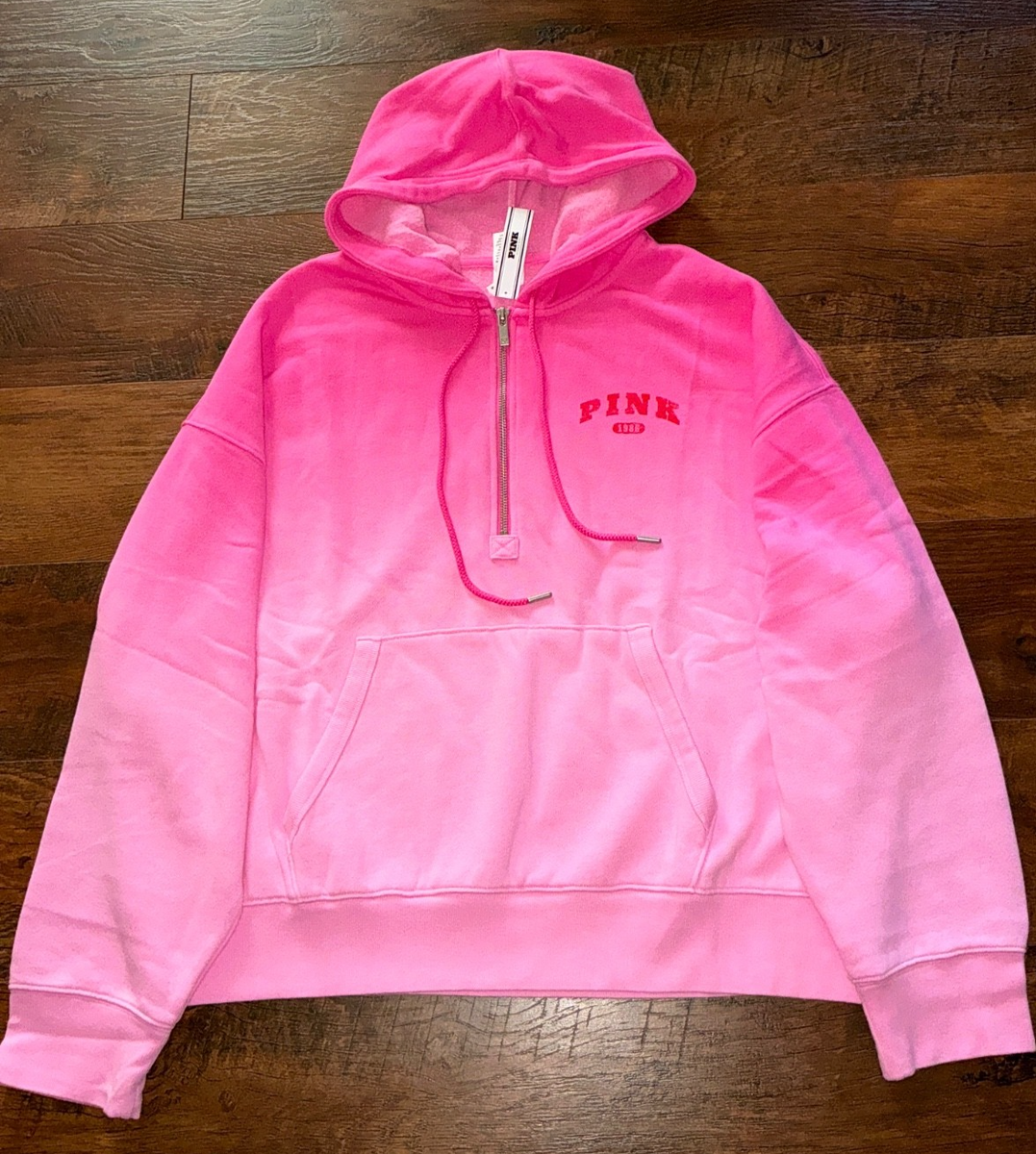 Victoria's Secret Pink Ombre Dip Dye Campus Half Zip Hoodie Pink