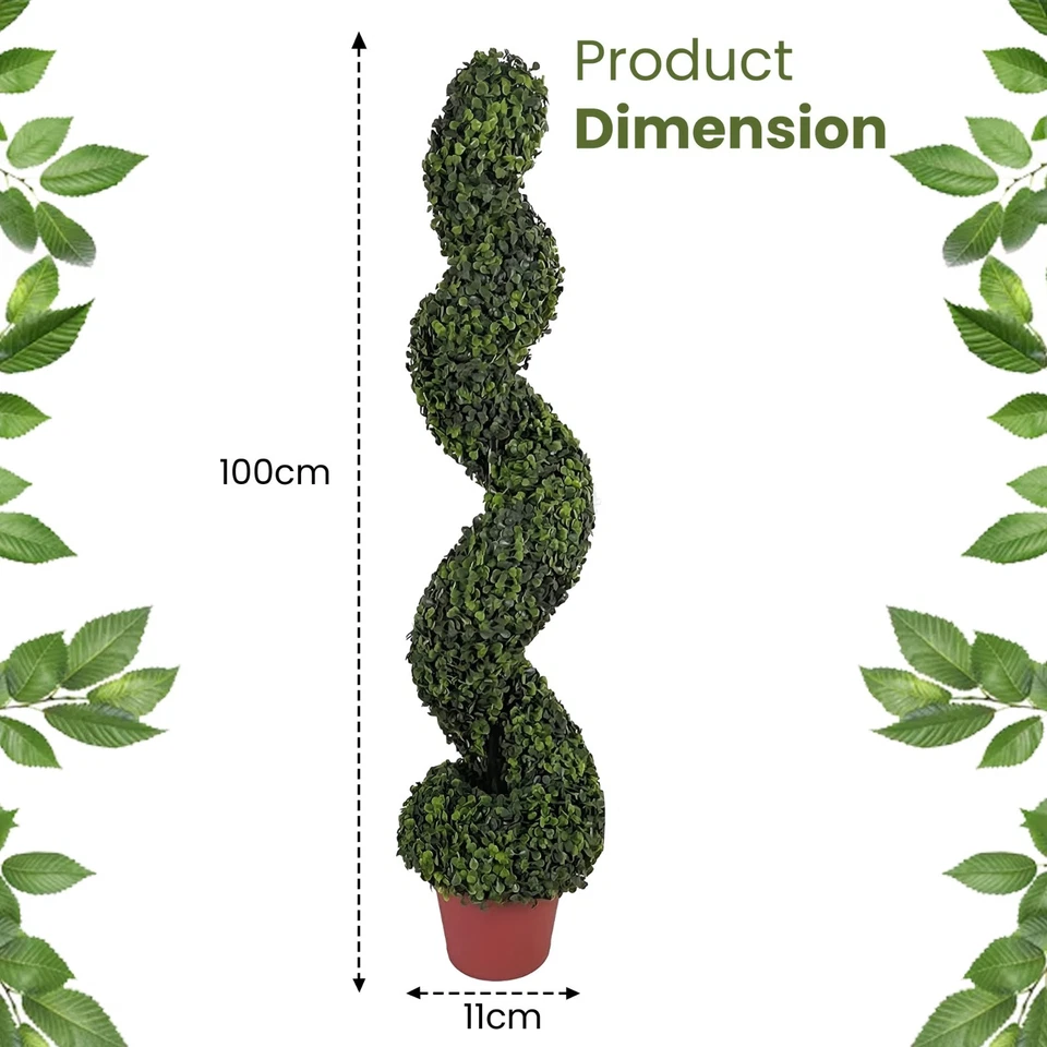 Artificial Spiral Tree Topiary Boxwood Garden Potted Plant Twist Trees 100cm - Image 2 of 4