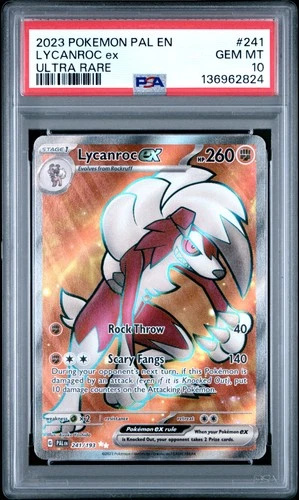 2023 POKEMON PAL EN-PALDEA EVOLVED ULTRA RARE #241 LYCANROC EX PSA 10