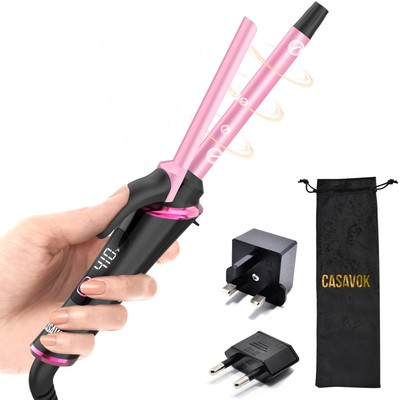 Mini Curling Iron for Travel,110~240V Dual Voltage with 1/2 Inch, Pink 