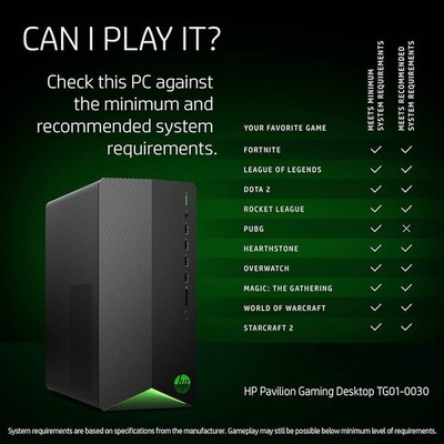 HP 2021 Pavilion Gaming Desktop Computer, AMD Ryzen 5 3500 Processor, 8GB RAM, 2