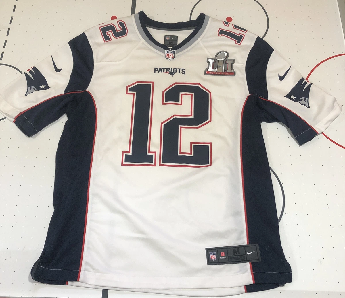 Nike Tom Brady NE Patriots Super Bowl LI Game White Jersey M TB12 Rare !