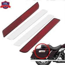 Pair Red Reflectors Saddle Bag Adhesive Latch Cover For Touring Ultra-Classic