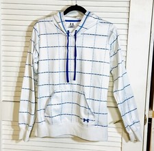 Under Armour Women s Hoodie Small White with Blue Grid EUC