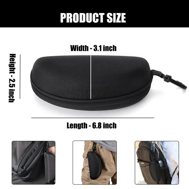 1-3 piezas Estuche para gafas Caja Gafas de sol Protector Cremallera dura Clip para cinturón Portátil Foto 2 de 4