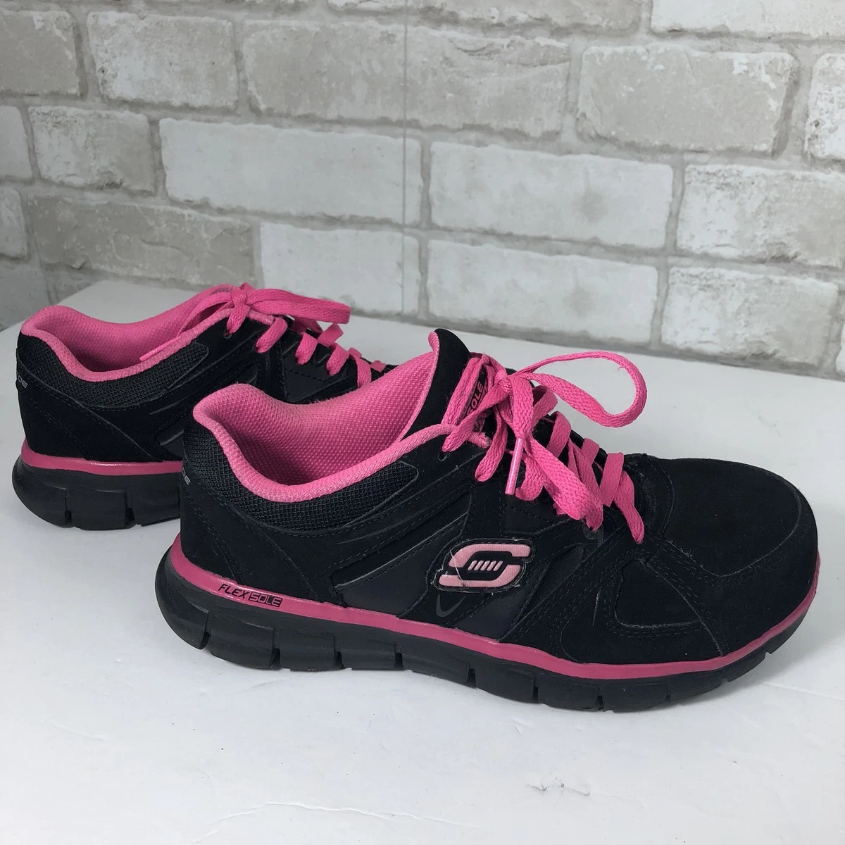 Zapatos skechers top mujer negro rojos