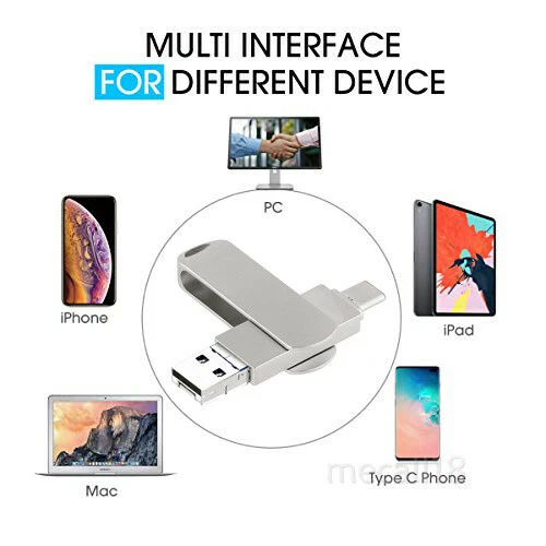 1TB 256GB OTG USB 3.0 Flash Drive Memory Stick Type C 4in1 For iPhone Android PC - Image 2 of 4