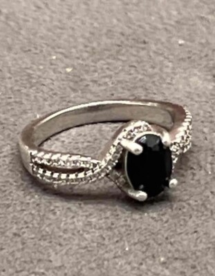 Edelstein König 925 Sterling Silber schwarzer Onyx Ring Größe 6
